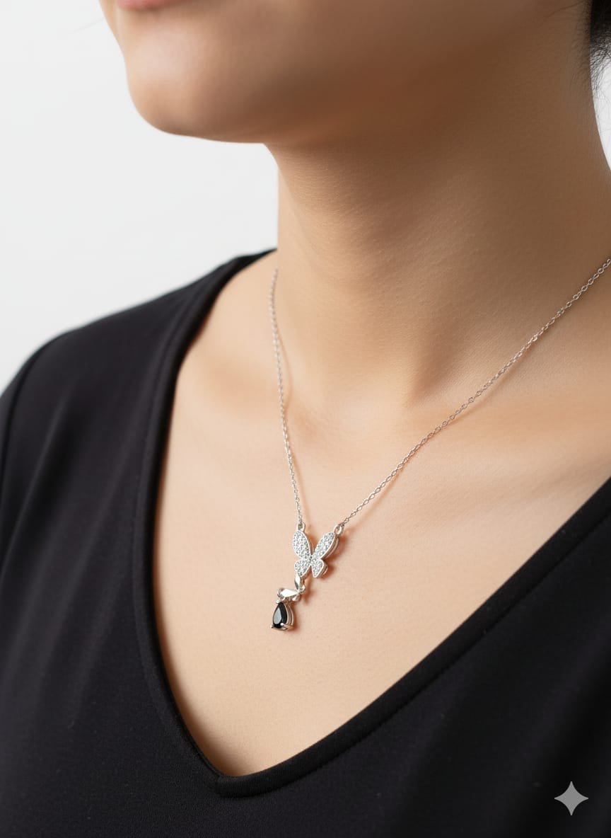 Butterfly silver necklace