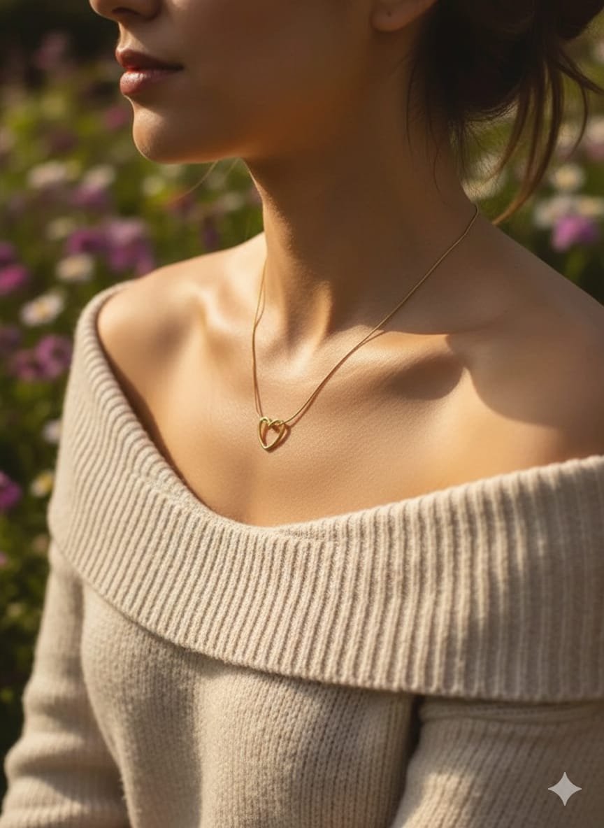 Hollow Heart Pendant Chain (Golden) - Image 2