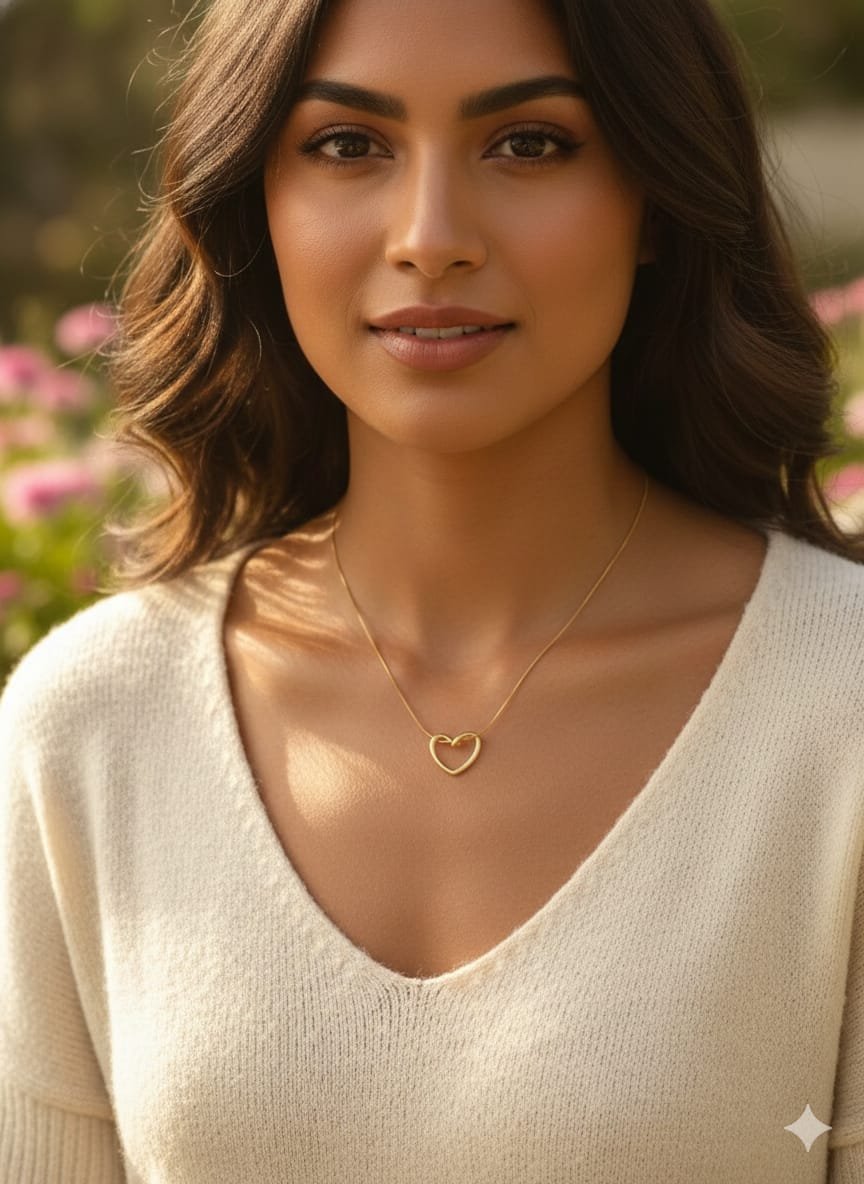 Hollow Heart Pendant Chain (Golden) - Image 3