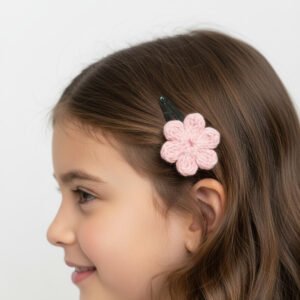 Hand-Crocheted Blossom Snap Clip- BabyPink