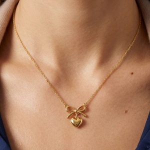 Golden Love Bow Necklace