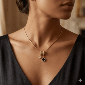 Midnight Clover Charm Necklace