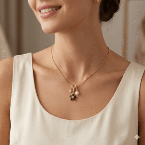 Midnight Bloom Charm Necklace