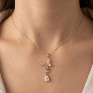 Elysian Pave Butterfly Drop Necklace