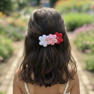 Petal Trio Crochet Hair Barrette