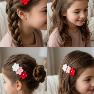 Floral Trio Crochet Hair Clip