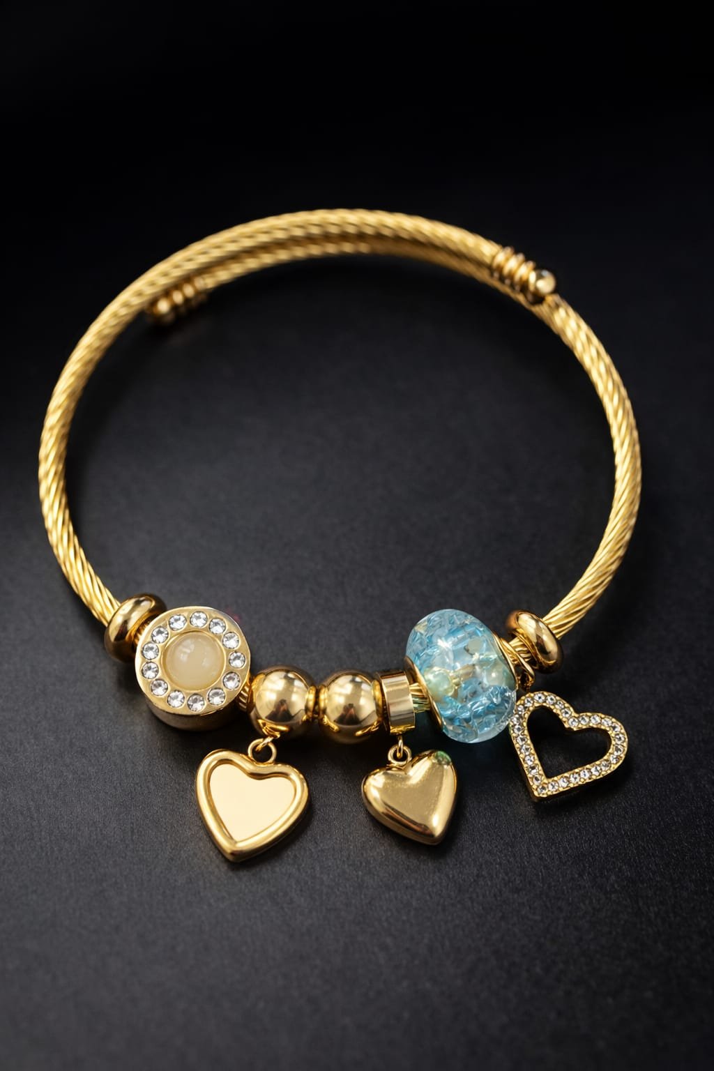 Eternal Love Gold-Tone Charm Bangle