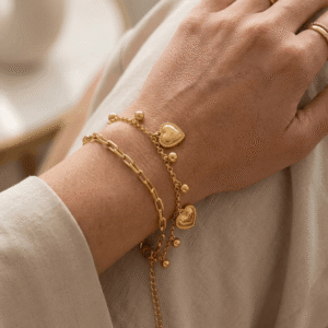 Amara Double-Layer Heart Charm Bracelet