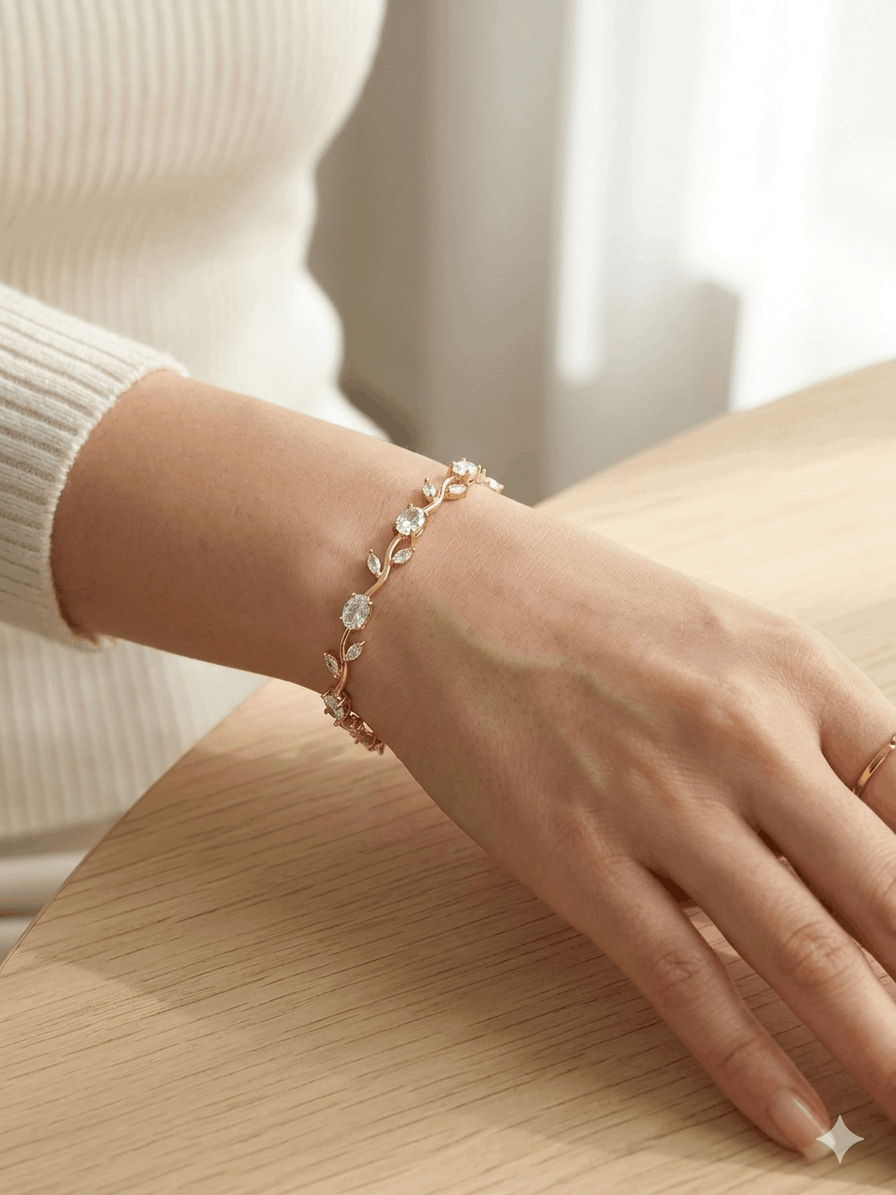 Tulip White Crystal Bracelet