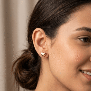 Aura Puffed Heart Stud Earrings
