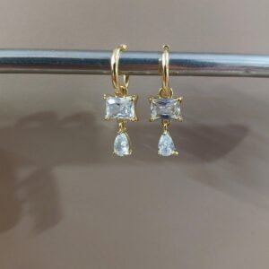 Crystal Tear Huggie Hoops
