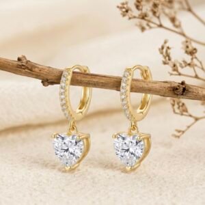 Solitaire Heart Drop Huggies